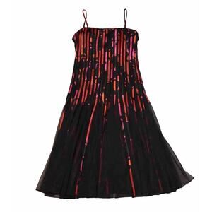 JS Collections Women 12P Dress multi color black combo Ribbon Trim Mesh‎